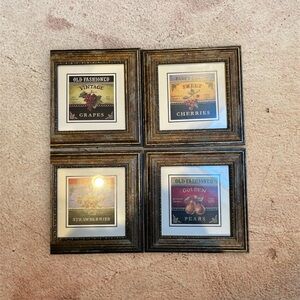 Vintage Rustic Fruit Label Picture Frame Set - Brown